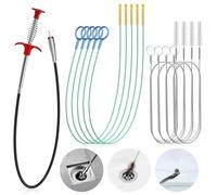 35.5 inch Drain Clog Remover with 4 Claws(x1), 30 inch Anti-Break Steel Sink Drain Snake (x5) & 59 inch Cleaning Brush (x4), 10 in 1 Drain Cleaner Tool Set for Shower, Toilet, Bathroom Sink Tub