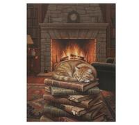 35/70/120/200/300/500/1000 Piece Wooden Puzzles for Adults - Cat in Library Art Vertical Jigsaw - Premium Poplar Wood with Letter Partition - UV Printed DIY Wall Decor & Relaxing Gift