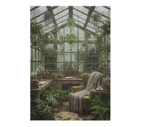 35/70/120/200/300/500/1000 Piece Wooden Puzzles for Adults - Greenhouse Study Art Vertical Jigsaw - Premium Poplar Wood with Letter Partition - UV Printed DIY Wall Decor & Relaxing Gift