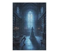 35/70/120/200/300/500/1000 Piece Wooden Puzzles for Adults - Haunted Archives Art Vertical Jigsaw - Premium Poplar Wood with Letter Partition - UV Printed DIY Wall Decor & Relaxing Gift