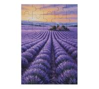 35/70/120/200/300/500/1000 Piece Wooden Puzzles for Adults - Lavender Fields Art Vertical Jigsaw - Premium Poplar Wood with Letter Partition - UV Printed DIY Wall Decor & Relaxing Gift