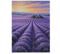 35/70/120/200/300/500/1000 Piece Wooden Puzzles for Adults - Lavender Fields Art Vertical Jigsaw - Premium Poplar Wood with Letter Partition - UV Printed DIY Wall Decor & Relaxing Gift