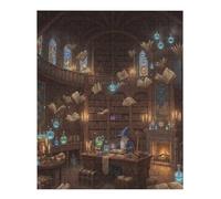 35/70/120/200/300/500/1000 Piece Wooden Puzzles for Adults - Magic Library Art Vertical Jigsaw - Premium Poplar Wood with Letter Partition - UV Printed DIY Wall Decor & Relaxing Gift