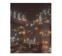 35/70/120/200/300/500/1000 Piece Wooden Puzzles for Adults - Magic Library Art Vertical Jigsaw - Premium Poplar Wood with Letter Partition - UV Printed DIY Wall Decor & Relaxing Gift