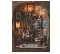 35/70/120/200/300/500/1000 Piece Wooden Puzzles for Adults - Tiny Mouse Library Art Vertical Jigsaw - Premium Poplar Wood with Letter Partition - UV Printed DIY Wall Decor & Relaxing Gift