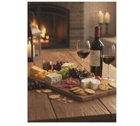 35/70/120/200/300/500/1000 Piece Wooden Puzzles for Adults - Wine And Cheese Art Vertical Jigsaw - Premium Poplar Wood with Letter Partition - UV Printed DIY Wall Decor & Relaxing Gift