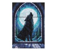 35/70/120/200/300/500/1000 Piece Wooden Puzzles for Adults - Wolf Art Vertical Jigsaw - Premium Poplar Wood with Letter Partition - UV Printed DIY Wall Decor & Relaxing Gift