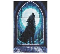 35/70/120/200/300/500/1000 Piece Wooden Puzzles for Adults - Wolf Art Vertical Jigsaw - Premium Poplar Wood with Letter Partition - UV Printed DIY Wall Decor & Relaxing Gift