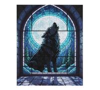 35/70/120/200/300/500/1000 Piece Wooden Puzzles for Adults - Wolf Art Vertical Jigsaw - Premium Poplar Wood with Letter Partition - UV Printed DIY Wall Decor & Relaxing Gift