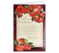 35-758PRET Card Recovery Quick Recovery Red Rose Flowers Bouquet for Women with White Envelope 12 x 17 cm Warm Warm Thought to See You Quickly on Stand FSC Paper