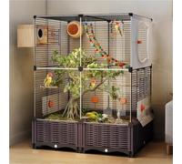 35.8" Large Bird Cage with Breeding Box, Flight Birdcage for Parakeets, Cockatiels, Budgies & Lovebirds, Luxury Aviary w/Splash Guard, Swing, Perches, Climbing Ladder & Accessories