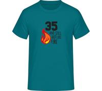 35 and Still Hot Like Fire T-Shirt, Diva Blue, XL