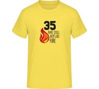 35 and Still Hot Like Fire T-Shirt, Solar Yellow, M