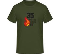 35 and Still Hot Like Fire T-Shirt, Urban Khaki, L