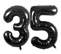 35 Balloon Number, 40 Inch Black Foil Balloons Giant Jumbo Helium Number 35 Balloons for 35th Birthday Decorations Anniversary Events Women Party Decorations (Black)