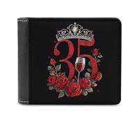 35 Birthday Queen Slim Wallet Bifold Credit Card Holder Case PU Pouch Purse for Men Women