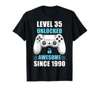 35 Birthday Video Gamer Level 35 Unlocked Awesome Since 1990 T-Shirt