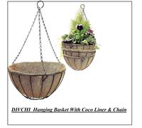 (35 cm) DIVCHI 4 Pack Hanging Basket With CocoLiner& Chain