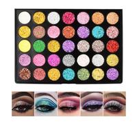 35 Colors Glitter Eyeshadow Palette, Eye Palette Shimmering, Glitter Makeup Palette Long Lasting, Dark Blacklight Makeup Eyeshadow Palette Colorful Waterproof Makeup Palette for Holiday Daily Use
