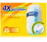 35 Duster Refills for Swiffer, Duster Refills Kit with & 2 Handle for Cleaning Home & Car, Heavy Duty Multi Surface for Office, Blinds, Ceiling Fans, Furniture