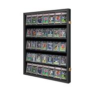 35 Graded Sports Card Display Case - Baseball Card Display Frame with UV Protection Clear View Lockable Wall Cabinet for Basketball Collectible Trading Card Black Finish