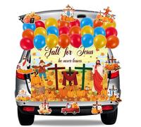 35 Halloween Religious Christian Trunk Or Treat Car Decorations Kit, Christian Fall for Jesus Backdrop Banner Balloons and Religious Themed Paper Boards for Autumn Halloween Car Outdoor Party Decor