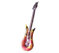35 Inch Inflatable Guitar Rock Flame Design Inflatable Guitars Toys Rock Star Fancy Dress Kids Instruments Party Blow Up Guitar for 80s 90s Themed Carnival Parties Accessories Karaoke Decorations