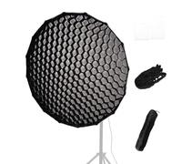 35-Inch Parabolic Softbox with Quick-fold Design, Featuring Quick-release Bowens Mount. Includes Outer and Inner Diffusion Fabrics, Grid Bar, Storage Bag. for Studio Lighting Use. black