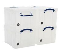 35 L Clear Really Useful Clip Lock Box - Pack Of 4
