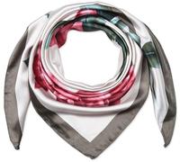 35" Ladies Satin Square Silk Like Hair Scarves and Wraps Headscarf for Sleeping Umber Ivory Rose Flowers