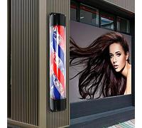 35" Led Barbers Pole Light Outdoor Rotating Illuminated Stripe Light Red White Blue Stripes Salon Shop Sign for Hair Salon Barber Shop