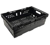 35 Litre BLACK Heavy Duty Stack Nest Bale Arm Plastic Supermarket Storage Box Swing Bar Container Crate! (1)