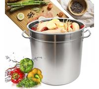 35 Litre Stainless Steel Cooking Pot, Soup Pots, Universal Pot, Vegetable Pot with Lid, Induction, Gas Stove, Electric, Ceramic (Silver)