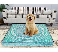 35" Mandala Large Floor Pillow Cover Meditation Cushion Seating Throw Hippie Square Colourful Decorative Bohemian Accent Boho Chic dog bed Indian Pouf Ottoman Handmade COVER ONLY (Ombre Green)