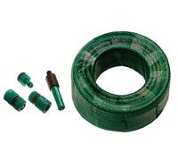 35 METRE Green BRADED Garden Hose Pipe + HOZELOCK Compatible CONNECTORS