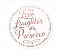 35 Pack 45mm Round Stickers - Shiny Rose Gold “ Love Laughter Prosecco ” Hen Party Labels, Pink Hen Night & Hen Do Favour Seals, Bridal Party Decoration Stickers