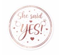 35 Pack 45mm Round Stickers - Shiny Rose Gold “She Said Yes” Hen Party Labels, Pink Hen Night & Hen Do Favour Seals, Bridal Party Decoration Stickers
