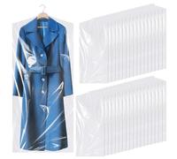 35 Pack Plastic Clothes Covers, 60 * 140 cm Dry Cleaning Bags, Hanging Dust Proof Garment Bags for Shirt Suit Jacket Clothing Store and Dry Cleaner Essentials