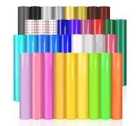 35 Pack Self Adhesive Permanent Vinyl Sheets Bundle for Cricut in 12''x12'' | 32 Assorted Colors Adhesive Vinyl & 3 Transfer Tape Compatible with All Cricut Machine Cup Decal DIY Craft Project