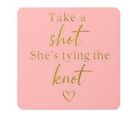35 -Pack Waterproof Square Stickers - She's Tying The Knot, Take a Shot Favor Labels - Pink & Gold Foil Mini Bottle Stickers for Hen Party, Bachelorette Bridal Shower