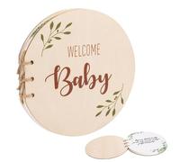 35 Pages Baby Shower Guest Book, Wooden Baby Memory Book, Signing Book for Baby Shower, Guest Book Baby, Baby Message Book, with Ribbon, for Guest Check-in, Blessings for Baby (B)