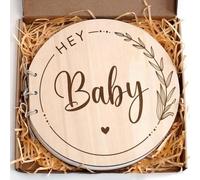 35 Pages Baby Shower Guest Book, Wooden Baby Memory Book, Signing Book for Baby Shower, Guest Book Baby, Baby Message Book, with Ribbon, for Guest Check-in, Blessings for Baby (A)