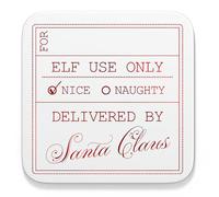 35 PCS 2-Inch Square White Labels - Shiny Metallic Red Delivered by Santa Christmas Stickers - Write-On Premium Gift Tags for Kids, Holiday Present Seals