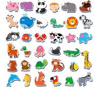35 PCS Animal Magnets, Adorable Magnetic Animal -Wild Animal, Farm Animal & Marine Animal-Thick Foam Refrigerator Magnets Cute Educational Learning Toys for Kids 3+
