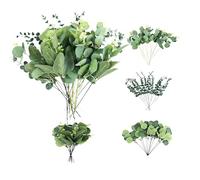35 PCS Artificial Eucalyptus Leaves, Faux Eucalyptus Plant, Fake Eucalyptus Stems with White Fruits, Realistic Plastic Artificial Leaves, for Weddings, Bouquets, Home Decoration
