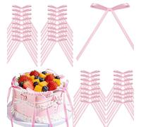 35 PCS Bow Cake Toppers, Pink Bows for Cake, Cupcake Ribbon Bowknot Girls Birthday Cake Decorations for Wedding Party, Vintage Cake Decorating, Themed Party, Baby Shower Birthday