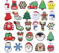 35 PCS Christmas Croc Charms Christmas Shoe Charms for Crocs Clog Bracelets Decoration, Santa Elk Snowman Cute Shoe Charms Shoe Decorations PVC Shoe Accessories Charms for Kids Girls Boys
