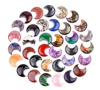 35 Pcs Crystal Moon Stones, 30 mm Natural Gemstone Crescent Moon Charms, Mixed Color Polished Pocket Stones for Crafts, Decor, Party Favors, Gifts