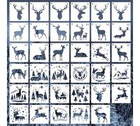 35 Pcs Deer Stencils for Painting, Pine Tree Stencil Deer Head Antlers Stencils for Crafts Reusable Art Stencil for Wood Burning DIY Craft Wall Fabric Rock Chalkboard School Art Scrapbook Projects