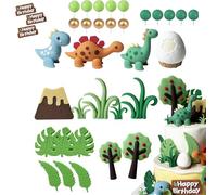35 Pcs Dinosaur Cake Toppers, Dinosaur Cake Decorations, Dinosaur Cake Topper - Plastic, Fun and Vibrant Party Supplies for Dinosaur-Themed Celebrations